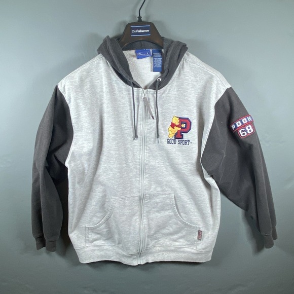 Disney Tops - Vintage Y2K Disney Winnie the Pooh Gray Fleece Zip Hoodie XL Good Sport